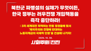 [성명] 북한군 파병설의 실체가 무엇이든, 한국 정부는 러우전쟁 개입책동을 즉각 중단하라!