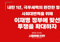 [성명] 내란 1년, 극우세력의 완전한 청산과 사회대변혁을 위해 이재명 정부에 맞선 투쟁을 확대하자